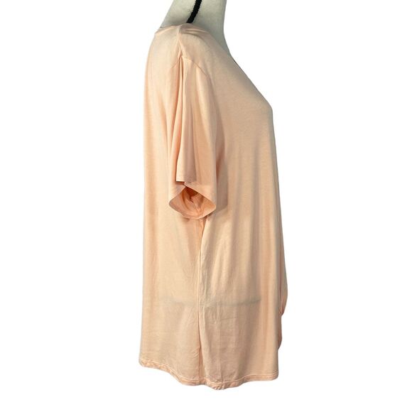 Style & Co 2X-Large Knit Top Short Sleeve Scoop Neck Stretch Knotted Front Peach - Picture 3 of 8